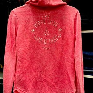 Roxy “Peace, Love and Palm Tree” zip up sweatshirt